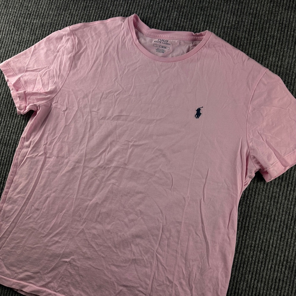 Polo Ralph Lauren Mens Pink Short Sleeve Cotton Pony Logo T-Shirt Size L